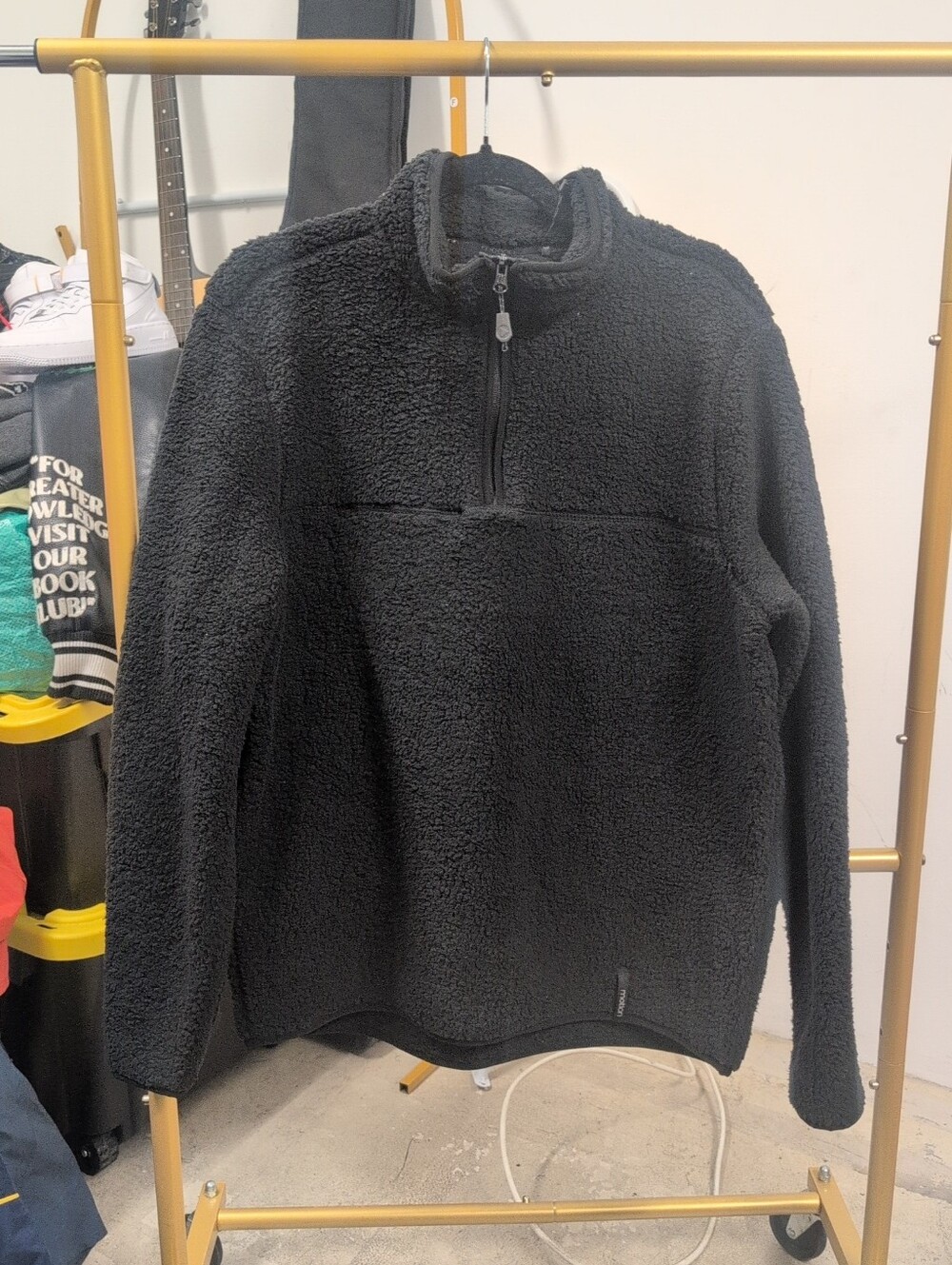Men's Black Sherpa Half-Zip Pullover Sweater Size M NWT